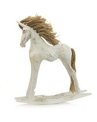 Koń na biegunach z egzotycznego drewna 30cm