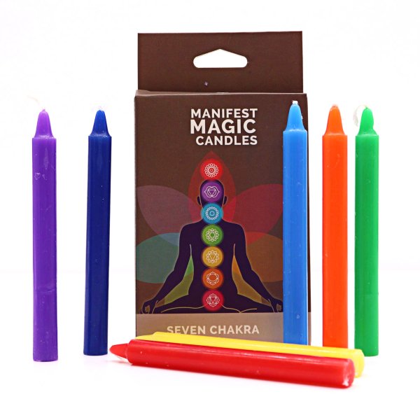 Świece magiczne manifestacyjne 7 sztuk - pakiet 7 chakr