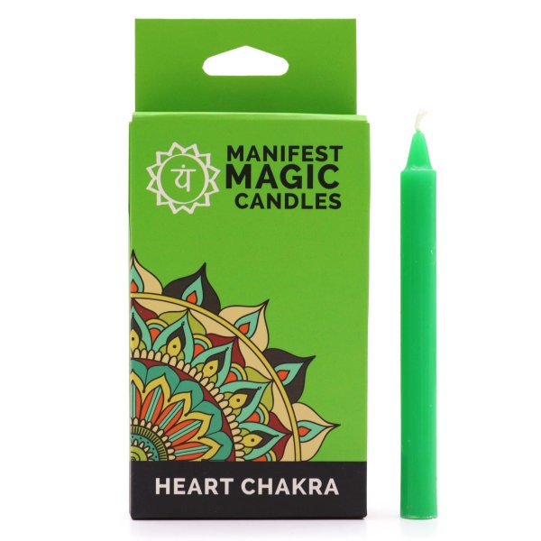 Świece magiczne manifestacyjne 12 sztuk - zielony - czakra serca
