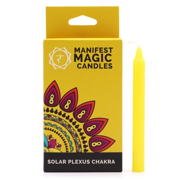Świece magiczne manifestacyjne 12 sztuk - czakra splotu słonecznego