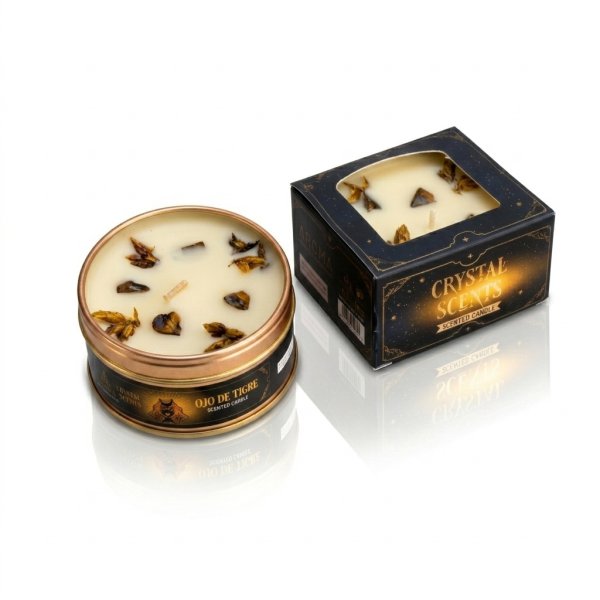 Świeca mineralna Aroma z Tygrysie Oko - zapach Wanilia 65 g