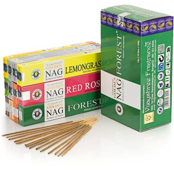 Kadzidełka pyłkowe Vijayshree Golden Nag - zestsaw 12 zapachów
