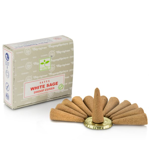 Satya kadzidełka stożkowe 12szt - Biała Szałwia