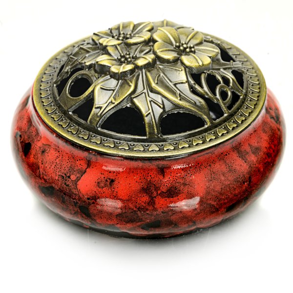 Indyjska kadzielnica ceramiczna - czerwona 