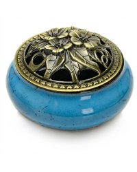 Indyjska kadzielnica ceramiczna - Niebieska