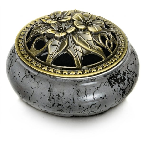 Indyjska Kadzielnica Ceramiczna na Kadzidła Żywiczne - Szara