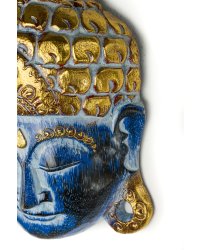 Rzeźba Drewniana Maska niebieska Budda 